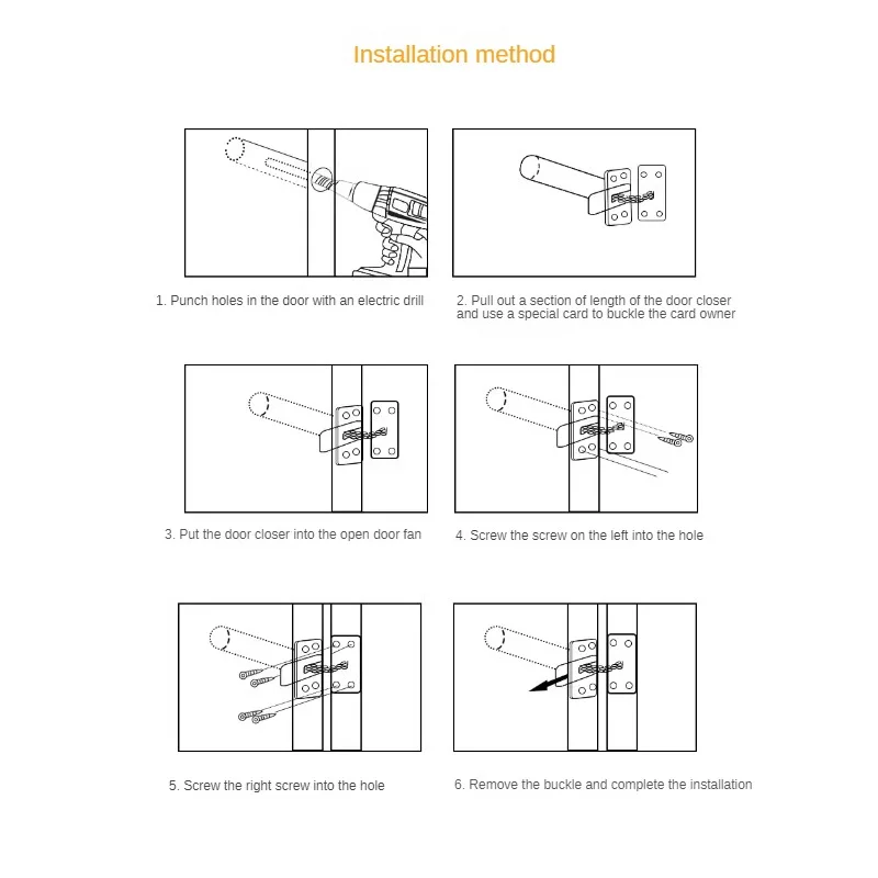 Automatic Inner Door Closer Hiddenpipe Chain Spring Soft Closing door closer