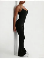 Women's High-Elastic One-Piece Jumpsuit Long Pants Solid Color Flared Design for Daily Casual Fitness Moisture-Wicking 2