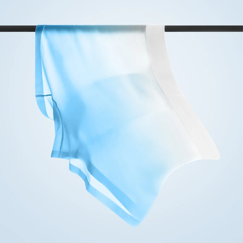 3Pcs Ice Silk Men Underwear Sexy Antibacterial Boxer Shorts Seamless Plus Size Man Underpants Gradient Color Men's Panties