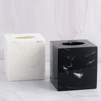 Nordic Square Marble Texture Resin Tissue Box Creative Home Living Room Bathroom Accessories Supplies Dining Table Paper Box 1Pc 1