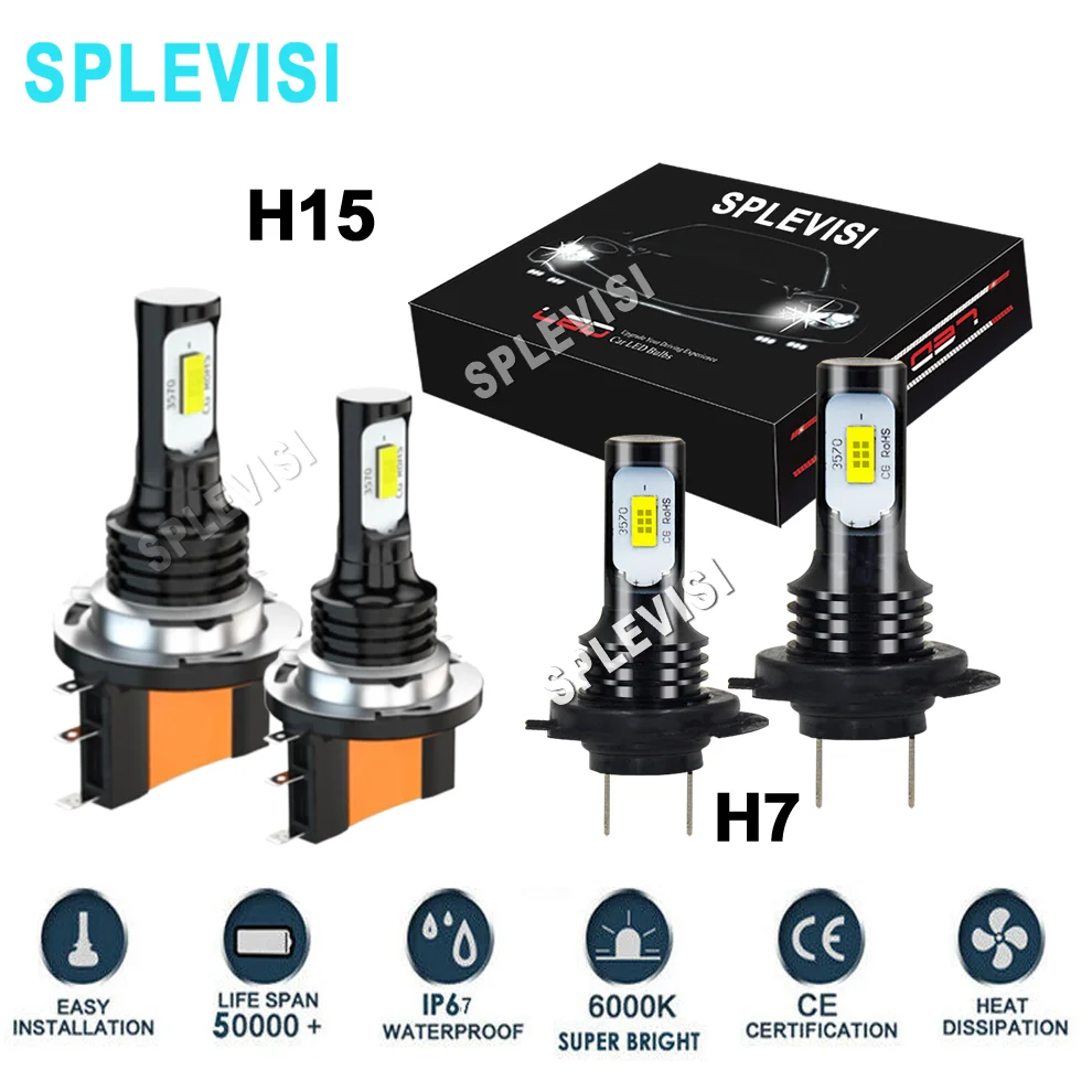 LED Car Headlights LED Lights LED Bulbs H15 H7 Main/dipped LED Headlamp Replace Kit 6000K For Mercedes A-Class W176 C117