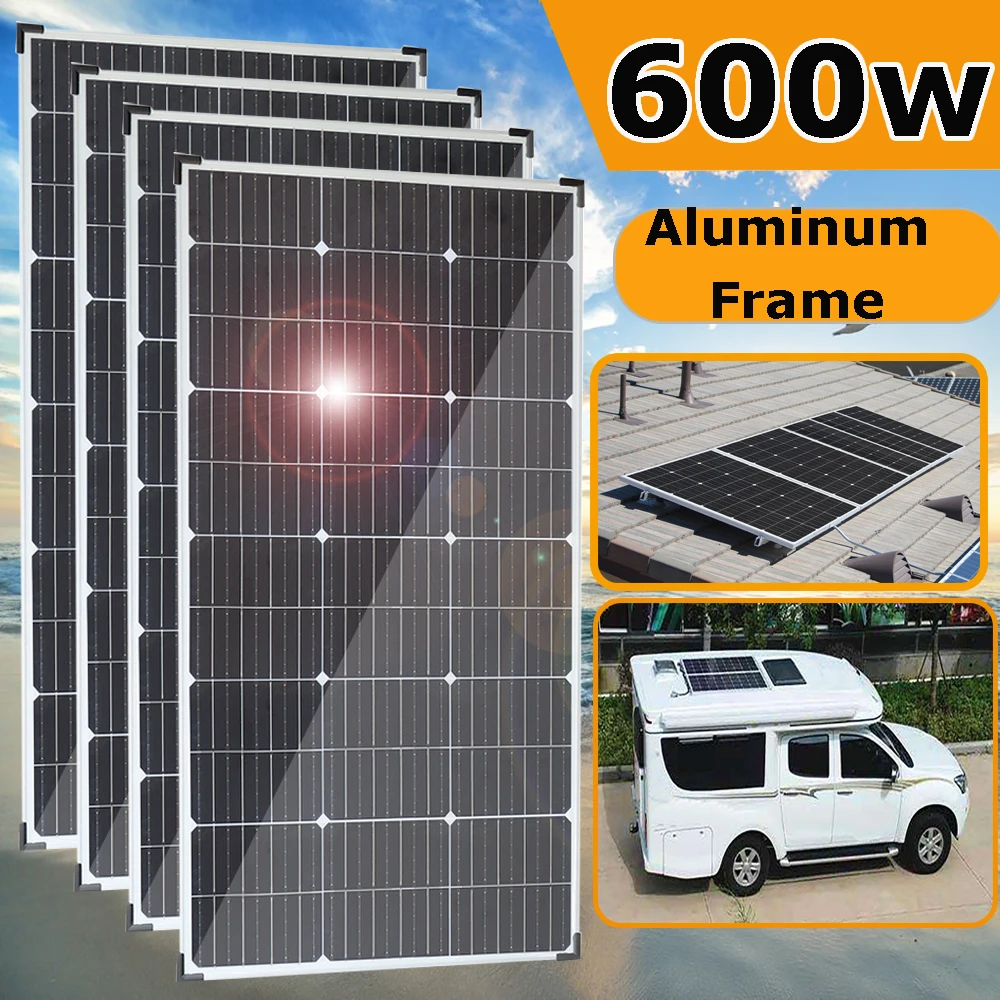 

2024 600w 450w 300w 150w Solar Panel Kit Complete with Aluminum Frame 12V Battery Charger System for Home Car Boat RV Camper