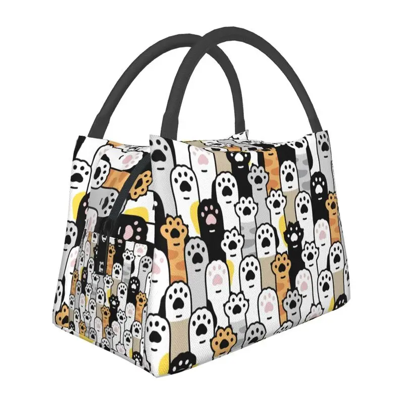 

Cat Paw Kitten Footprint Insulated Lunch Bags for Women Cartoon Paw Lover Resuable Thermal Cooler Bento Box Hospital Office