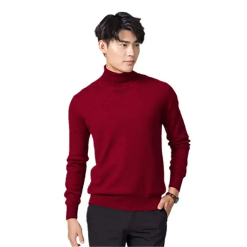 Cashmere Cotton Blend Turtleneck Men Pullovers Autumn Winter Daily Jumper Jersey Hombre Pull Homme Knitted Sweater