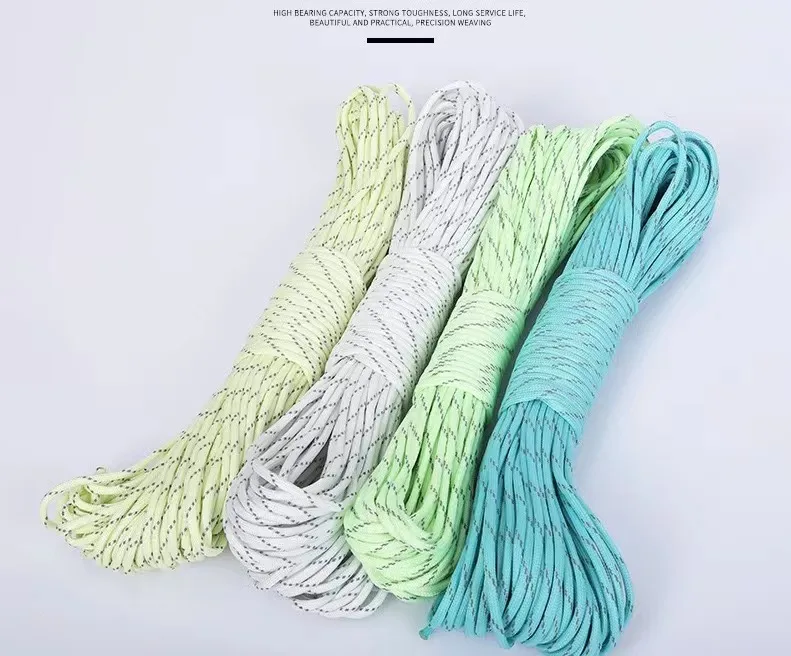 FISHLUND Reflective Paracord 550 Lb, 7 Strand Type III Paracord Rope 50ft 4mm, Nylon Parachute Cord For Camping, Neon Yellow