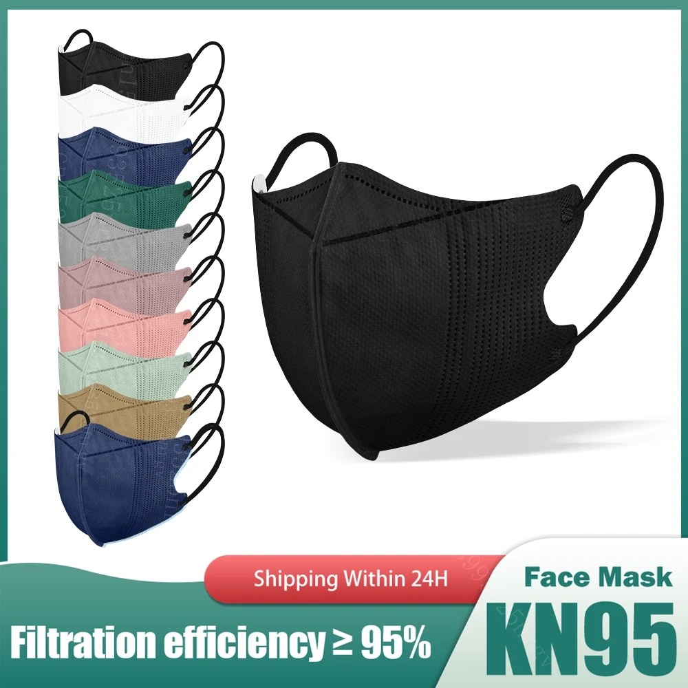 

3D KN 95 Mask Black KN95 Masks Adults Mascarillas FPP2 Approved 4 Layer Spain Mascarillas FFP 2 Morandi Kn95mask 10-100PCS CE