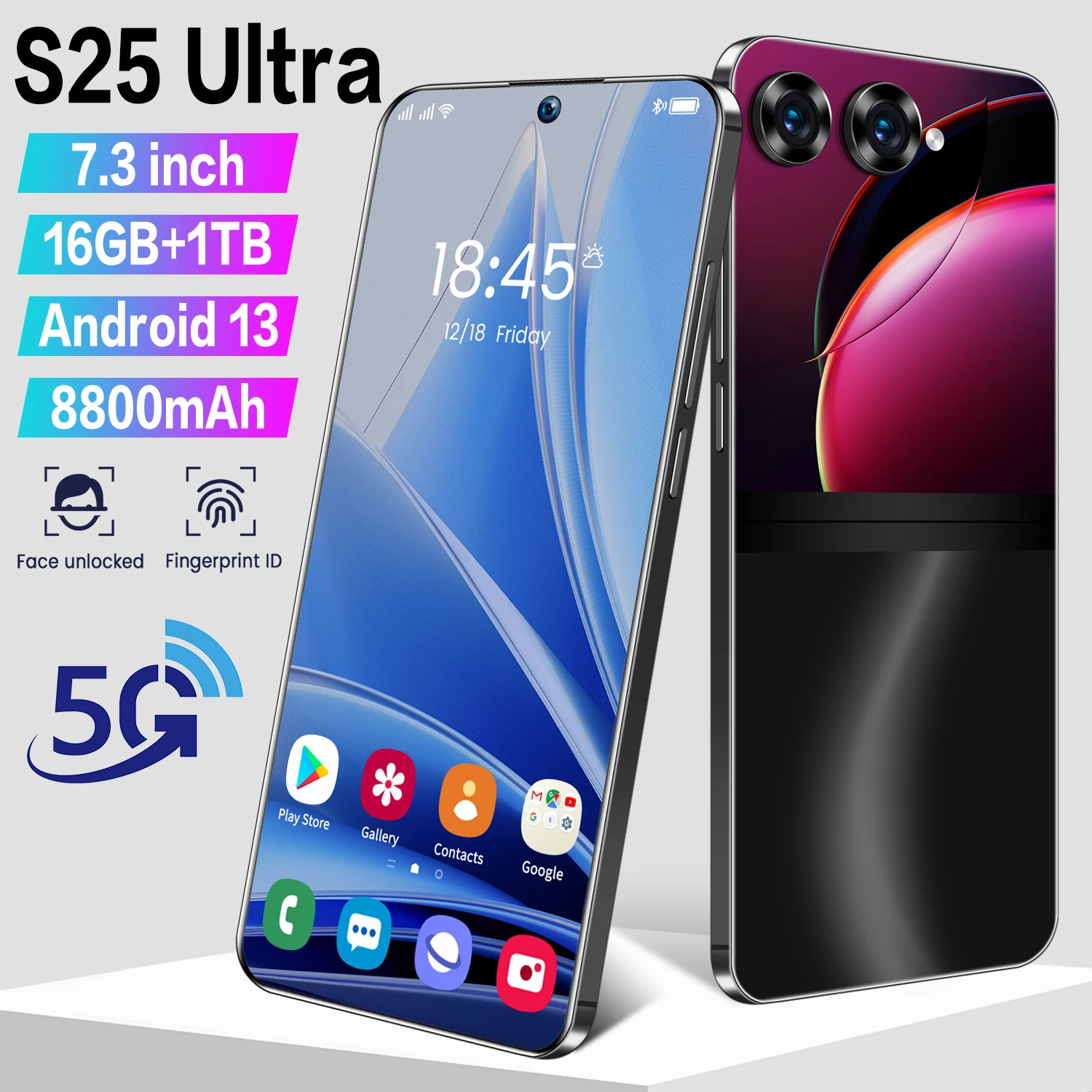 Nuovo S25 Ultra Smartphone 7.3 ''Hd + Android 13 16Gb + 1Tb 8800Mah Global Edition 5G Gaming Phone Dual Sim Phone Snapdragon 8 Gen 2