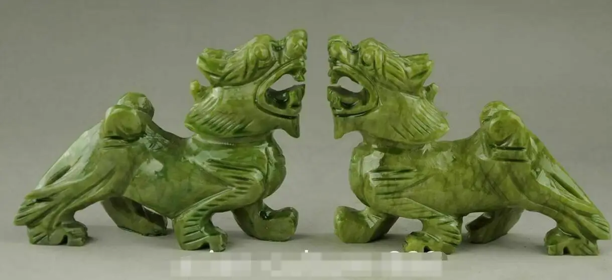 

Изысканный китайский резанный вручную натуральный зеленый Нефритовый дракон