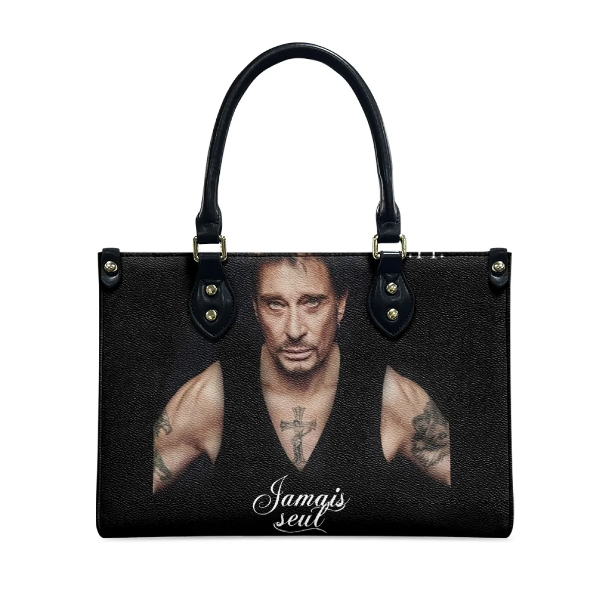 Women's Handbags Fans Gift Johnny Hallyday Rock Singer Print Luxury PU Leather Totes Large Capacity Shoulder Bag for Youth Girls