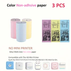 Compact Thermal Printer with Self-Adhesive Paper - Portable for Home, Office, Study, and Work (3Color No-Sticky)