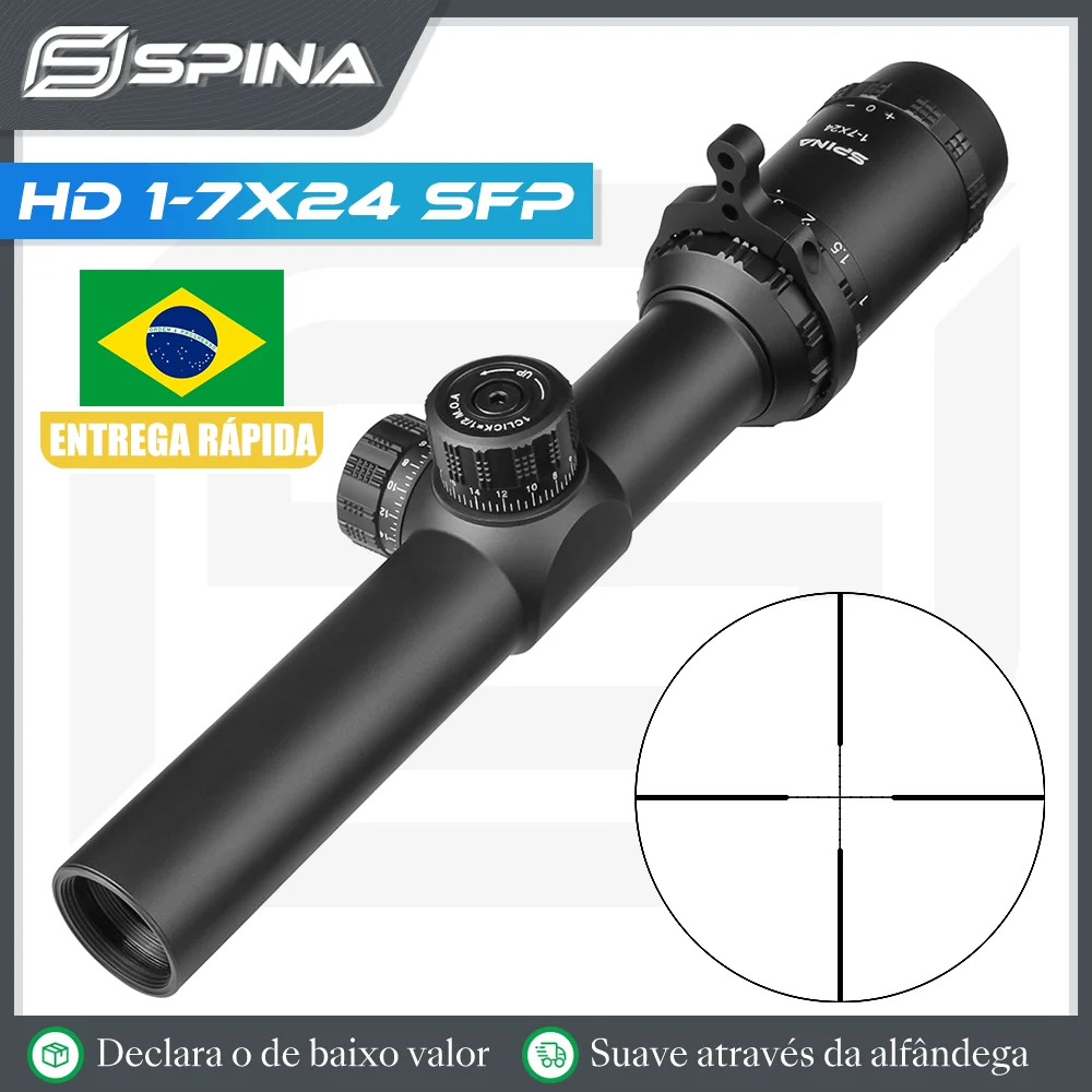 

SPINA OPTICS HD 1-7x24 SFP 1/2 MOA Hunting Rifle Scope Short Dot Luneta CQB Riflescope .223 AR15 .308