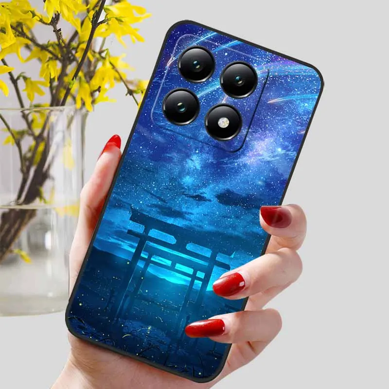 Floral Print Soft TPU Silicone Phone Cover with Black Bumpers