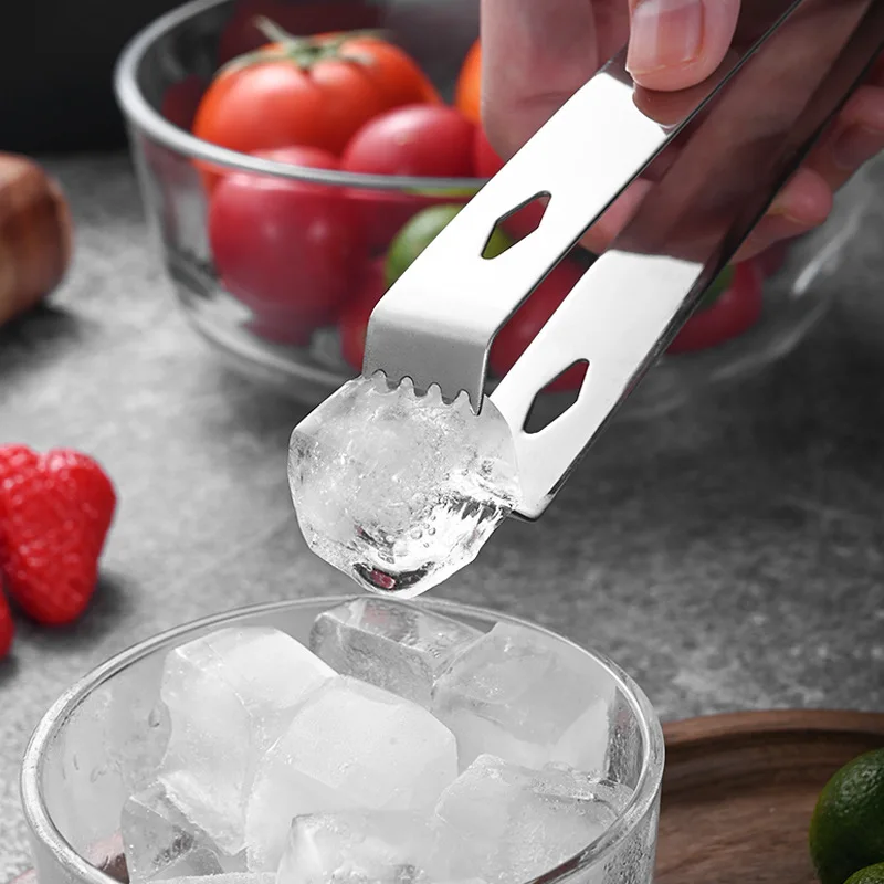 100pcs Stainless Steel Ice-Cube Picker Food BBQ Clip Barbecue Clip Ice Clamp Tool Ice Cube Tong Bread Bar Tool