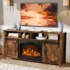 Fireplace TV Stand with Sliding Barn Door for 70 Inch TV,Farmhouse Entertainment Center with 23" Fireplace,Rustic Media Console 1