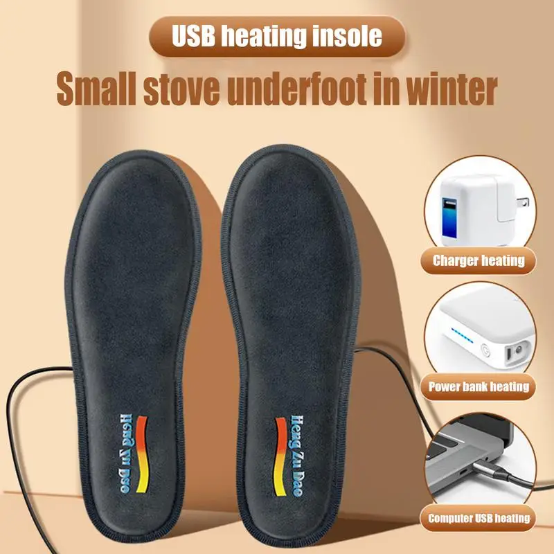 

USB Heated Shoe Insoles Electric Foot Warming Pad Feet Warmer Sock Pad Mat Winter Outdoor Sports Electric Heating Insoles