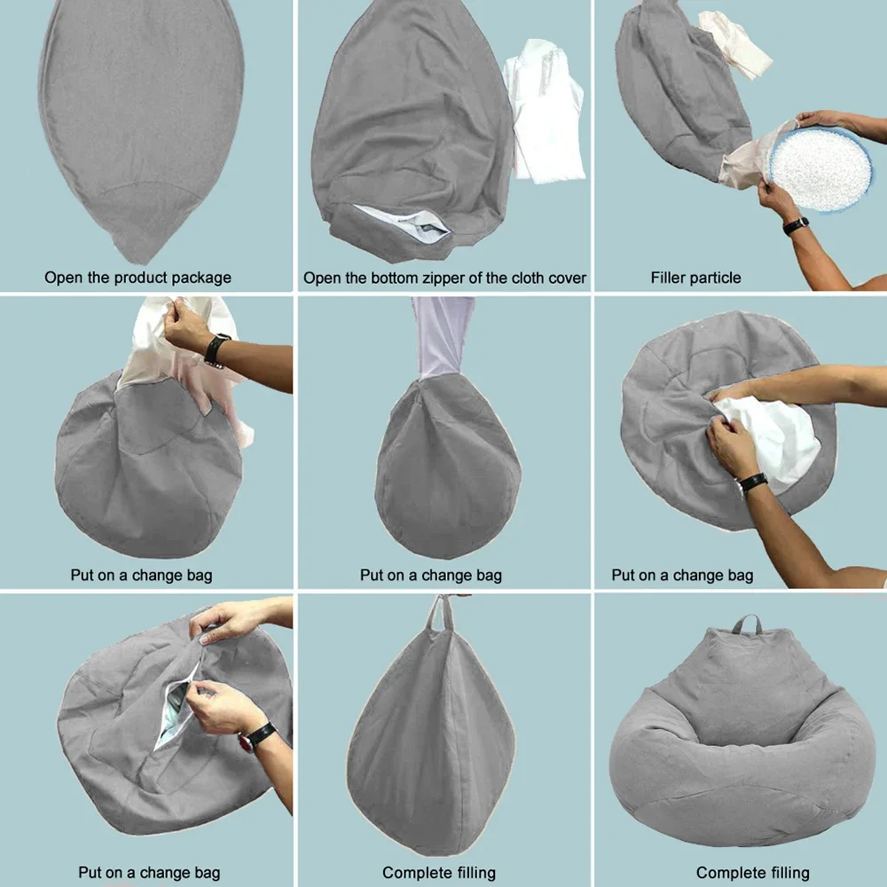Large Small Lazy Sofa Cover Chairs Without Filler Linen Cloth Lounger Seat Bean Bag Pouf Puff Couch Tatami Living Room sofa cover bean bag chair cover bean bag sofa