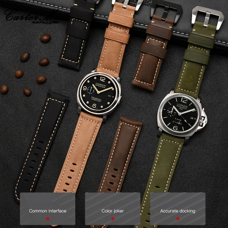 Premium Crazy Horse Leather Watch Band - Genuine Leather Strap