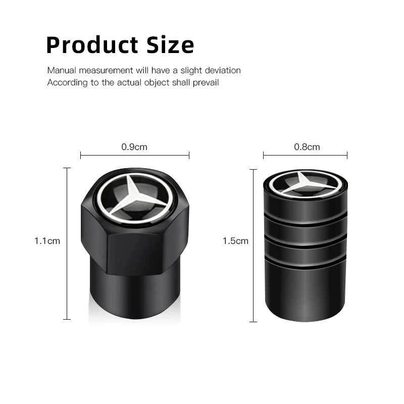 Luxury Car Tire Valve Caps with Emblem - Premium Metal Stickers for Enhanced Interior Aesthetics