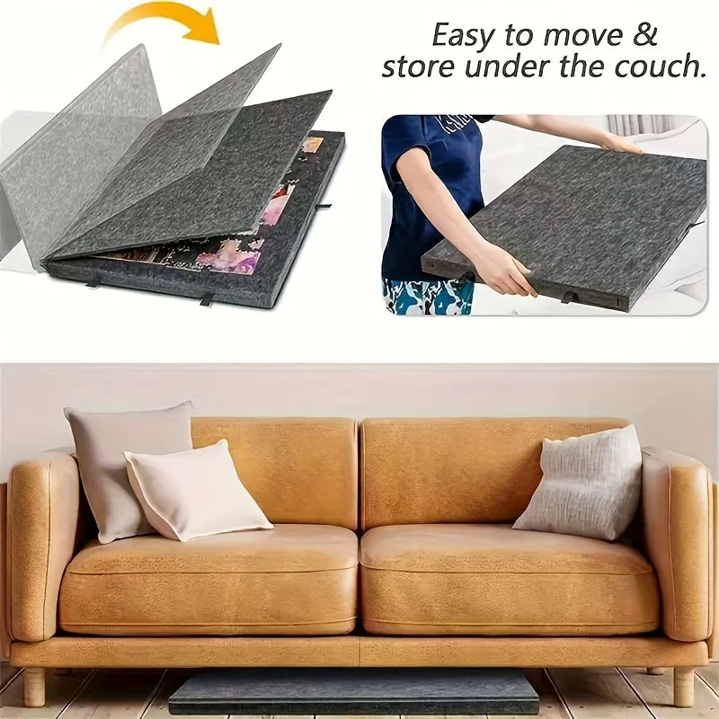1 Set 6-in-1 Decorative Puzzle Board - Tiltable Puzzle Desk with 6 Drawers, Holds 1000pcs for Home Decor & Educational Storage Dark gray 5