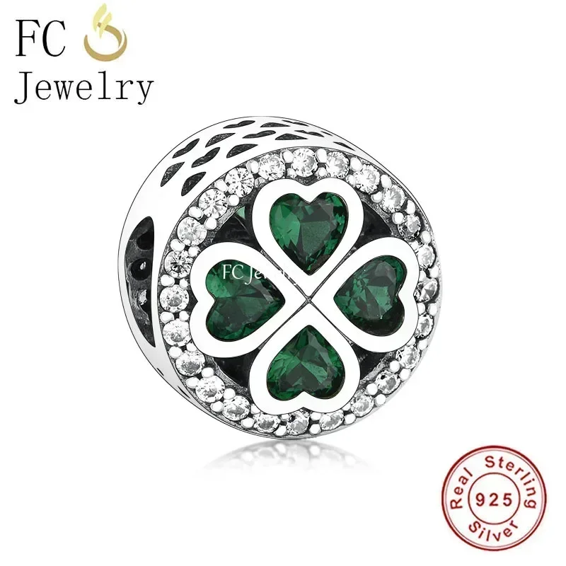 FC Jewelry Fit Original Charm Bracelet 925 Silver Irish Shamrock Clover Faith Bead For Making Women St Patricks Berloque DIY 2