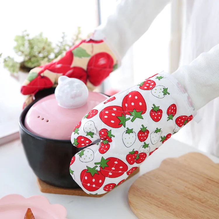 One Piece Thickened Insulated Microwave Oven Special Baking Gloves Kitchen Non-slip High Temperature Anti-scalding Gloves S1031 kitchen accessories silicone gloves oven heat insulated finger gloves cooking tools microwave non slip gripper kitchen gadgets