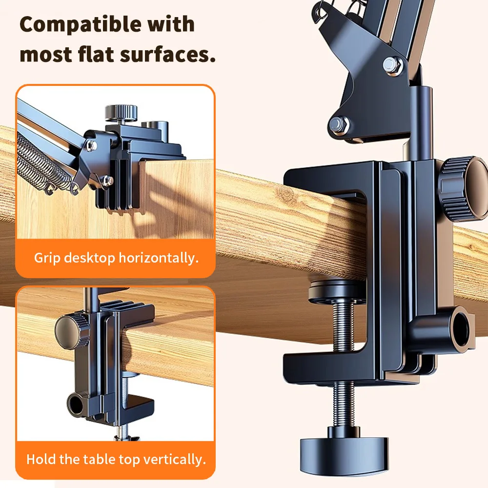 Tablet Stand Universal Clip Lazy Bracket Flexible Articulating Aluminum Arm Phone Mount for All 4-11 Inch Device