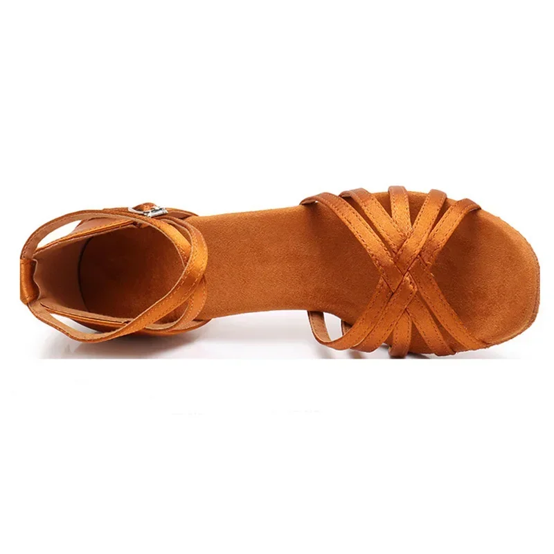 Sapatos de dança latina para meninas e mulheres, sapatilhas de dança moderna tango, sandálias salsa, salto de 5/7 cm 4