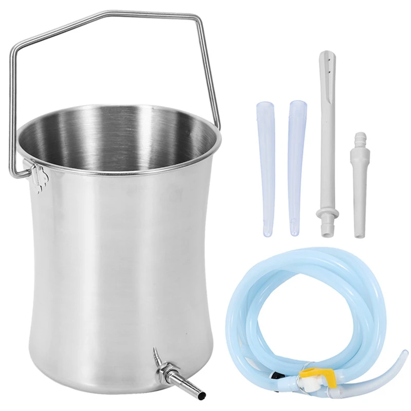 A98I-2L Health Stainless Steel Enema Bucket Suitable for Colon Cleansing Reusable Constipation Cleaning Detoxification