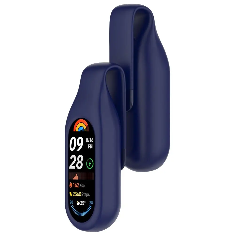 Steel Clip Silicone Case Anti-lost Anti-Scratch Watch Clip Protector Replacement Buckle Holder for Xiaomi Band 10 9 8