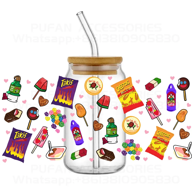 Custom Designs Printed 3D UV DTF Transfers Stickers 16oz Cup Wrap For DIY Glass