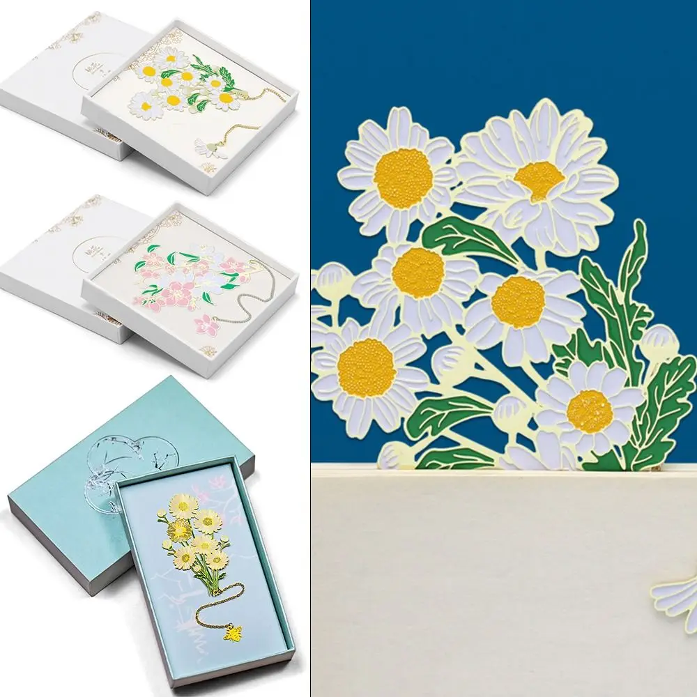 

School Office Supplies Chinese Style Pendant Metal Daisy Bookmark Book Clip Hollow Pagination Mark