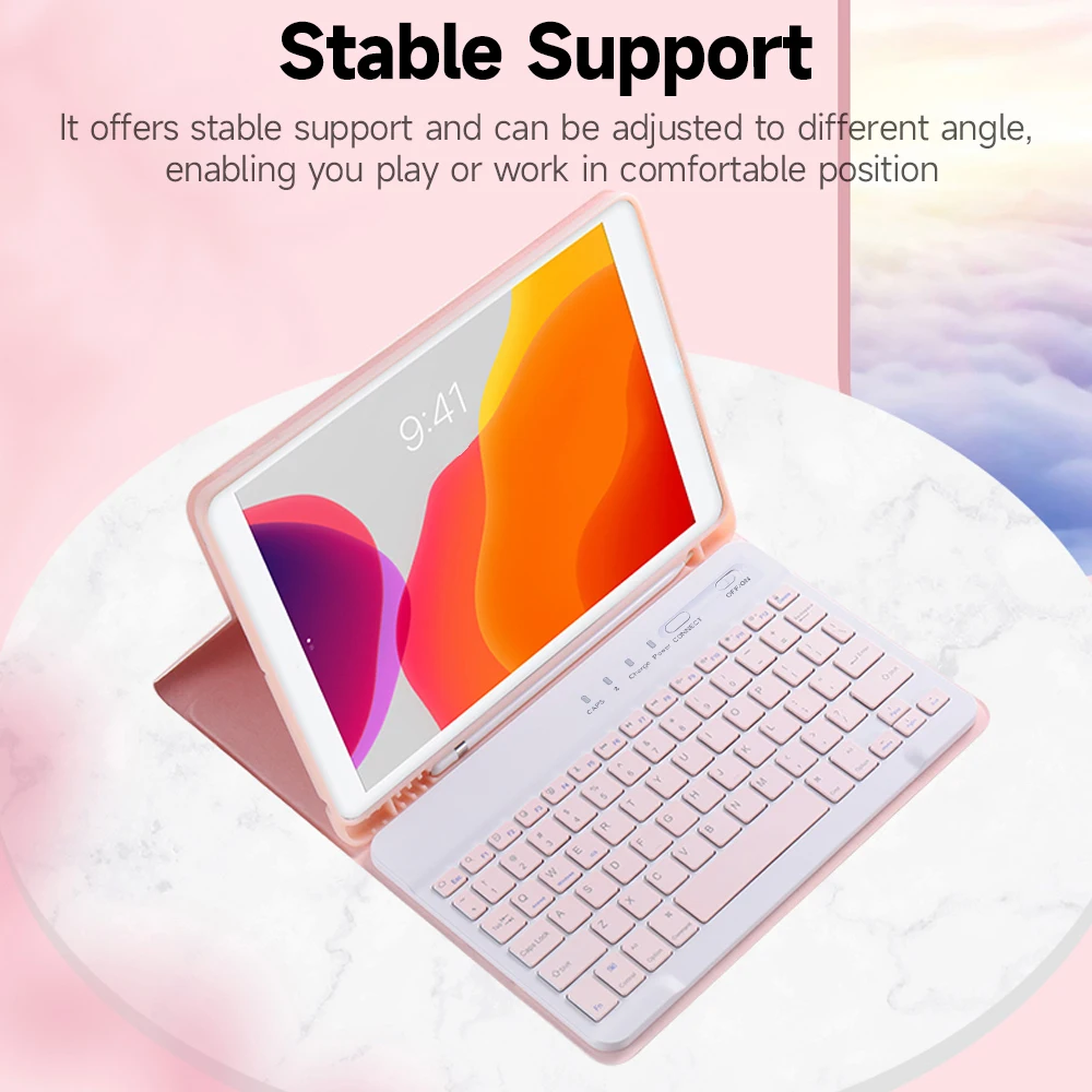 Detachable BT Keyboard Protective Case Slim and Portable Stable Support with Pen Slot Compatible with iPad mini6 samsung tablet stand