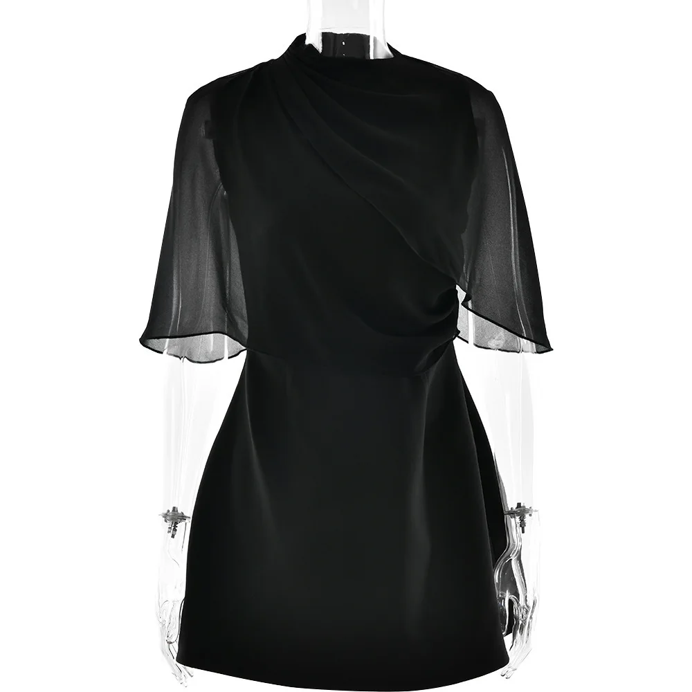 Fashion Autumn/Winter Half Sleeve Bodycon Women Dress Sexy Shawl Splicing Backless Dress Elegant Dance Party Vestido2025