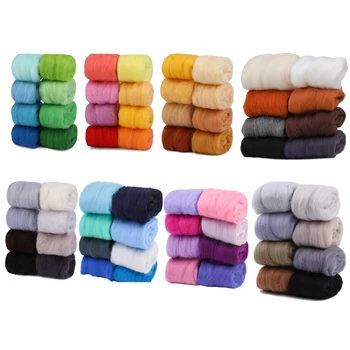 Fenrry 8 Colors Needle Felting Wool Wool Roving Felting Wool Bulk Wool Roving for DIY Craft Materials
