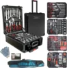 799pcs Aluminum Trolley Case Tool Set Silver, House Repair Kit Set, Household Hand Tool Set, with Tool Belt,Gift on Fat 1