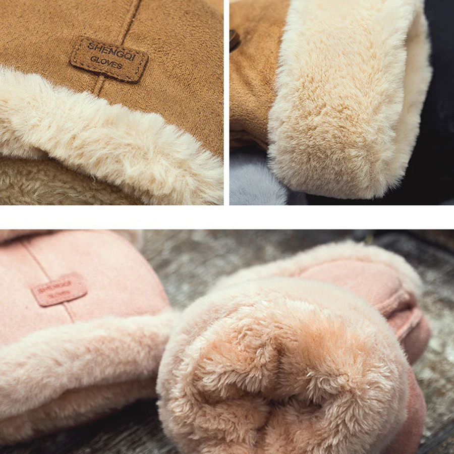 Winter Women's Fingerless Gloves Warm Thick Touchscreen Student Half Finger Design