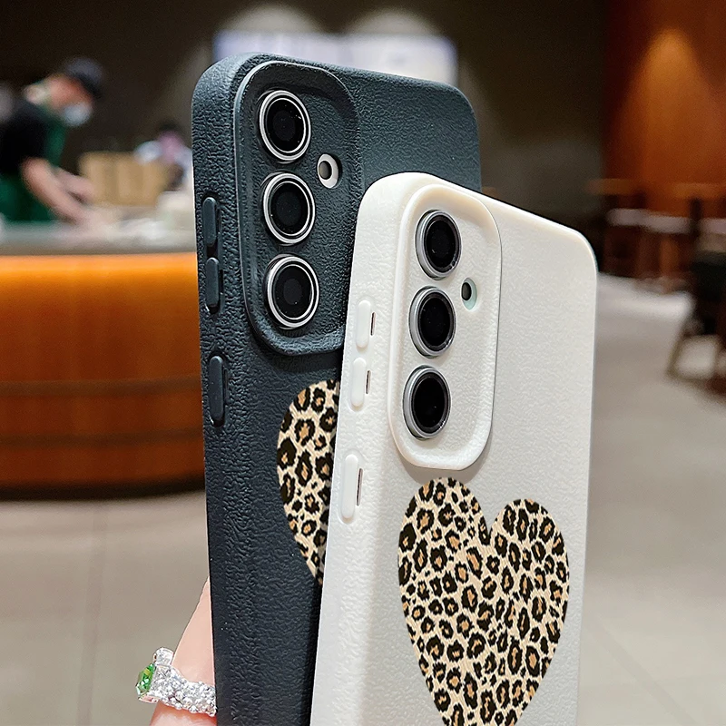 Leopard Print Heart Silicone Phone Case Cover