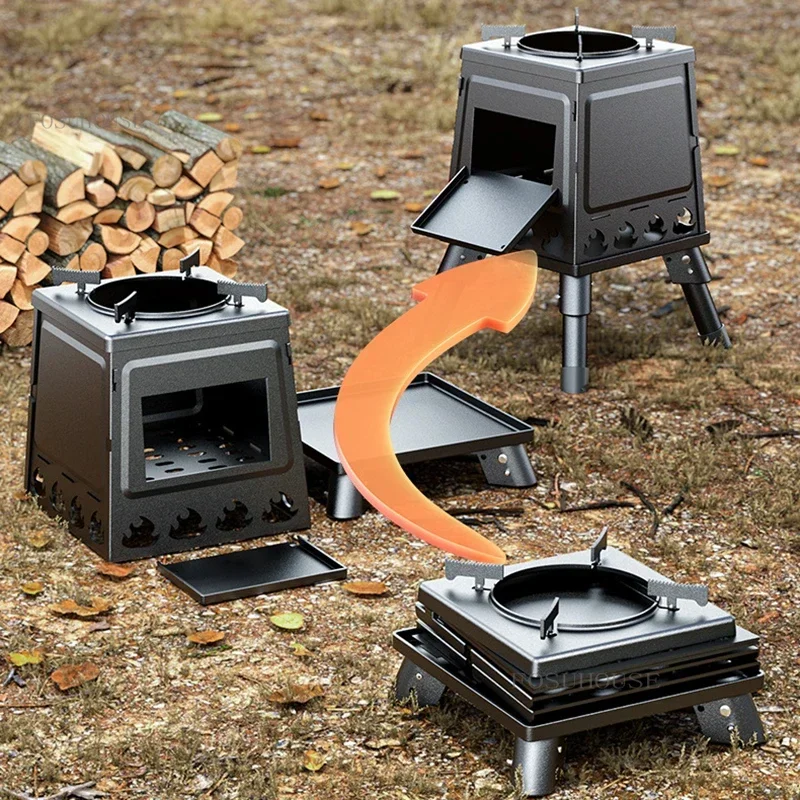 Outdoor Portable Fire Pits Camping Cooking Stove Foldable Brazier Mobile Pot Stove Wood Stoves Villa Courtyard Heating Fire Pit