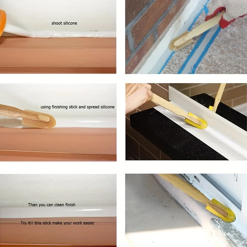 4pcs Silicone Caulking Tool Set, Flexible Tip Sealant Finishing Tools, Ergonomic Handle, No Electricity or Battery Needed