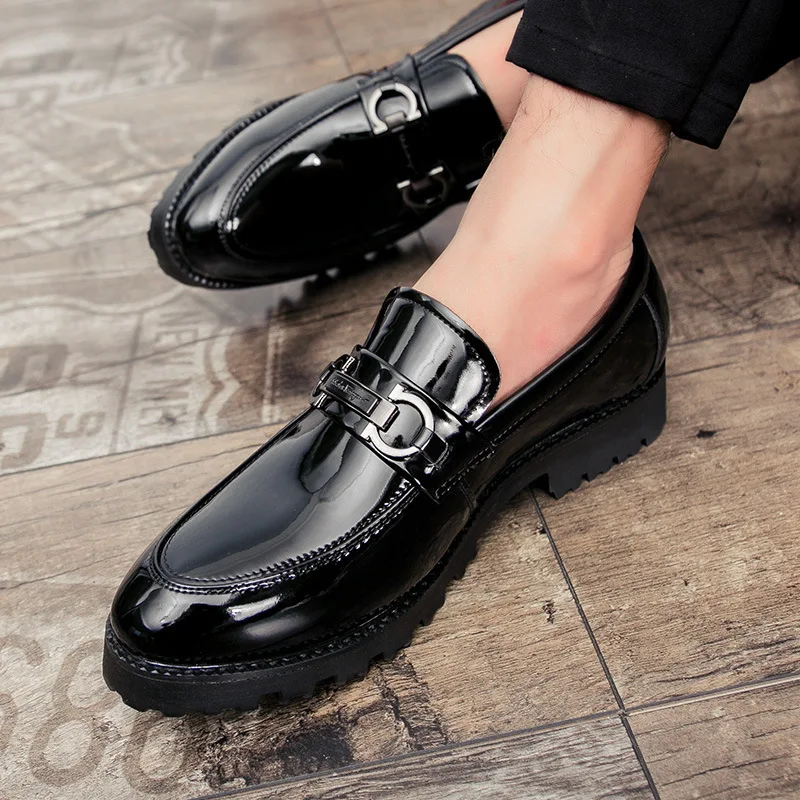 patent leather shoes for men formal shoes men classic coiffeur italian loafers party wedding dress erkek ayakkabi
