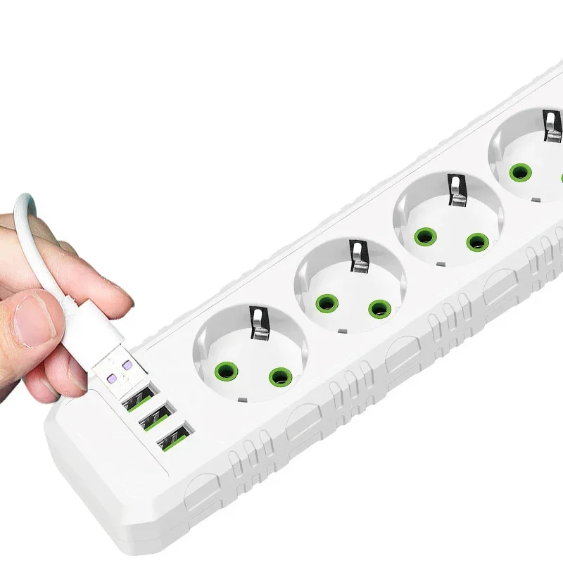EU ÷ Ƽ 3/4/5 AC ܼƮ  , 2m ͽټ ڵ  , 3 USB Ʈ, 2500W Ʈũ 