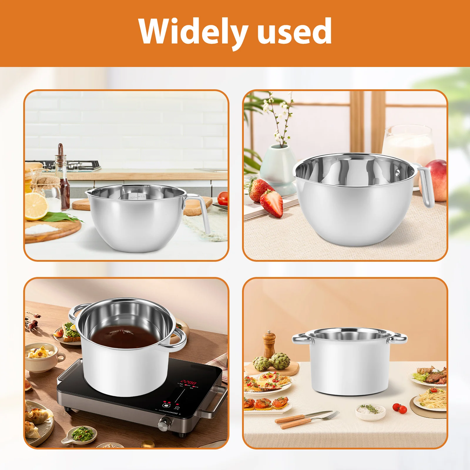 Bakeware Wax Candle Candy Melts Chocolate Double Boiler Pot Set Stainless Steel Chocolate Melting Bowl Cheese Melting Pots