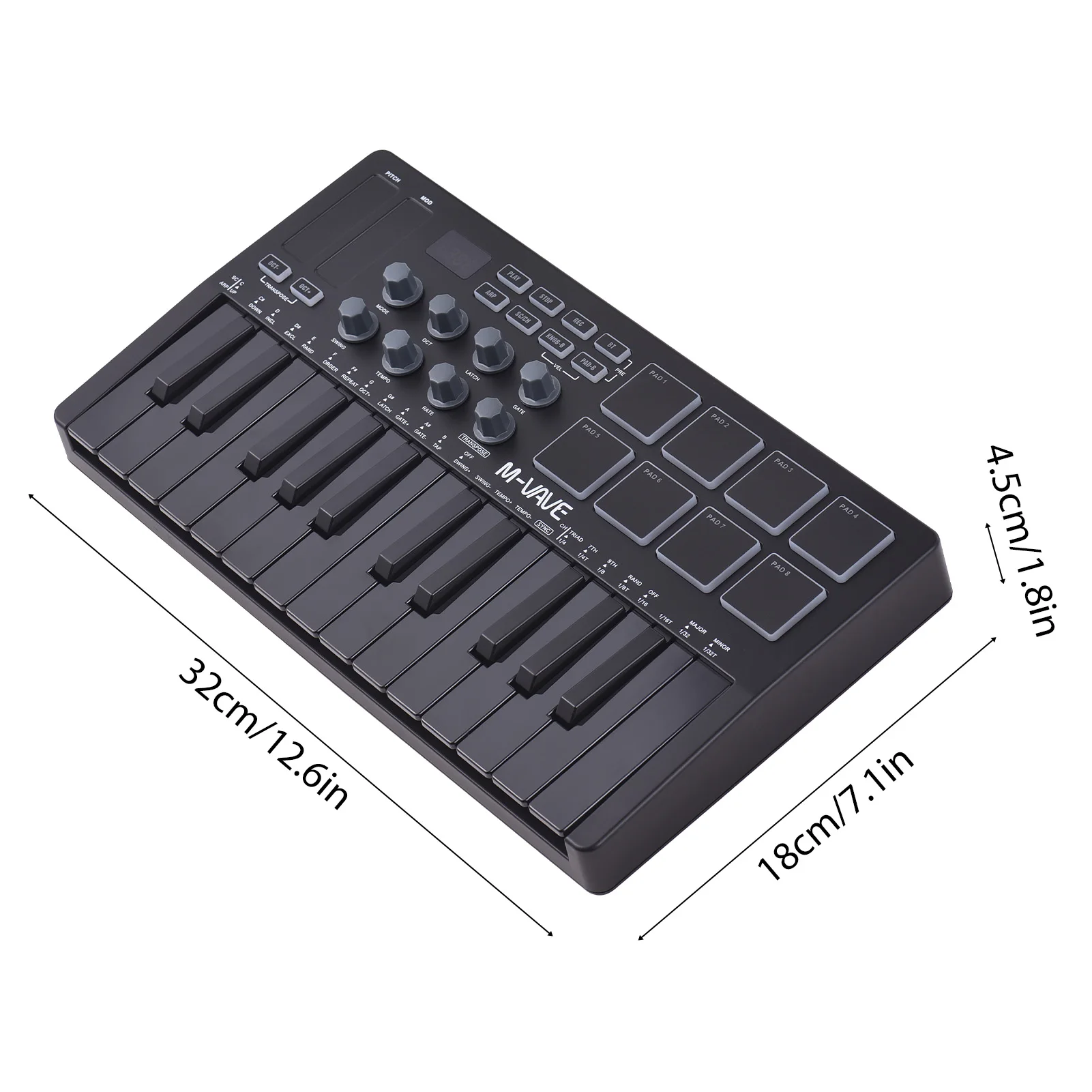 MIDI Keyboard Controller Beat Maker Machine Rechargeable 25 Keys MIDI Keyboard Portable Arranging Strike Pad RGB Backlight