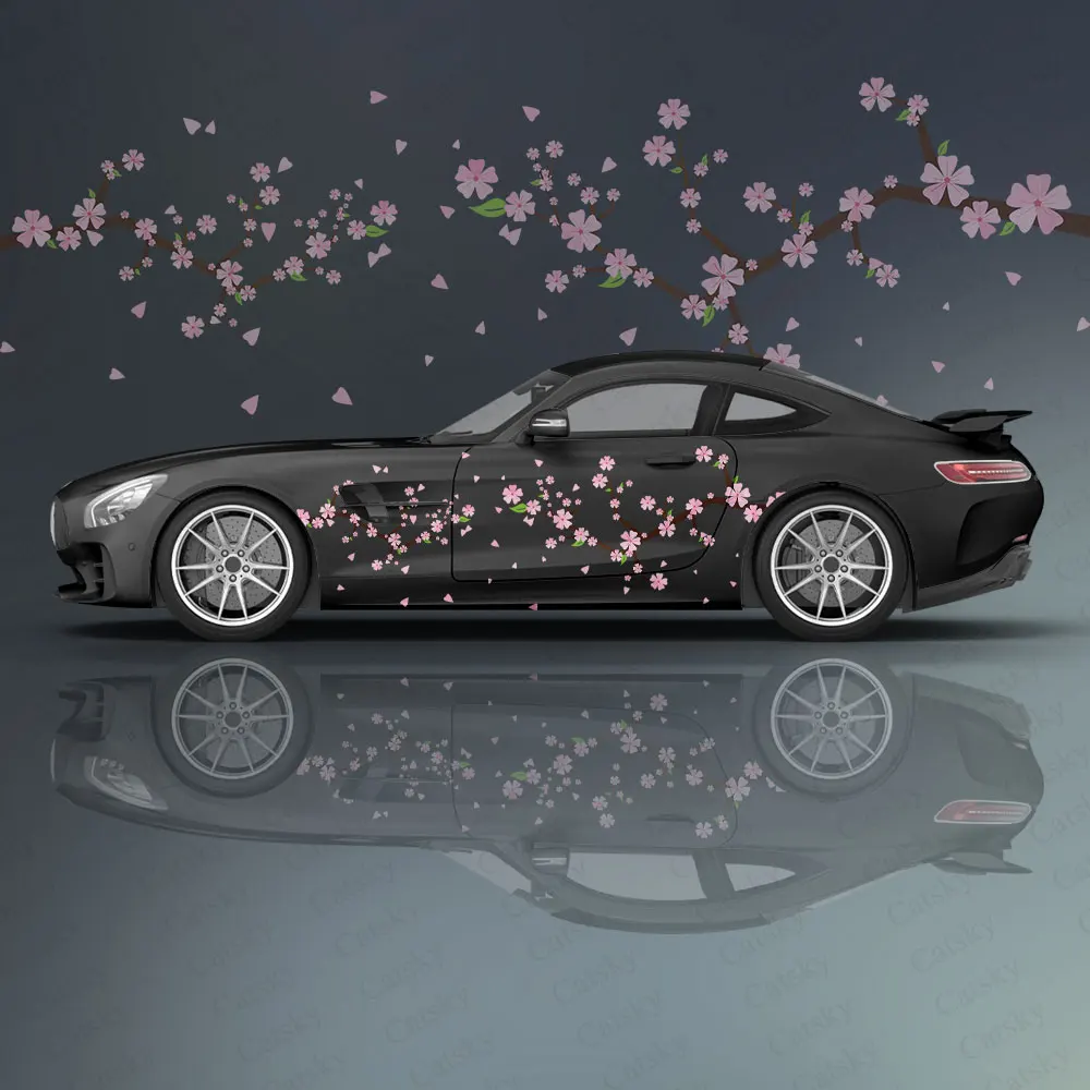 Sakura Flower Car Stickers Ita Car Tuning Racing Vinyl Decal Wrap Side Graphics Car Decal Sticker