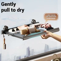 Multifunctional Folding Wall-mounted Clothes Drying Net With Suction Cup Retractable Punch-free Balcony Shelves Hanger Net 1