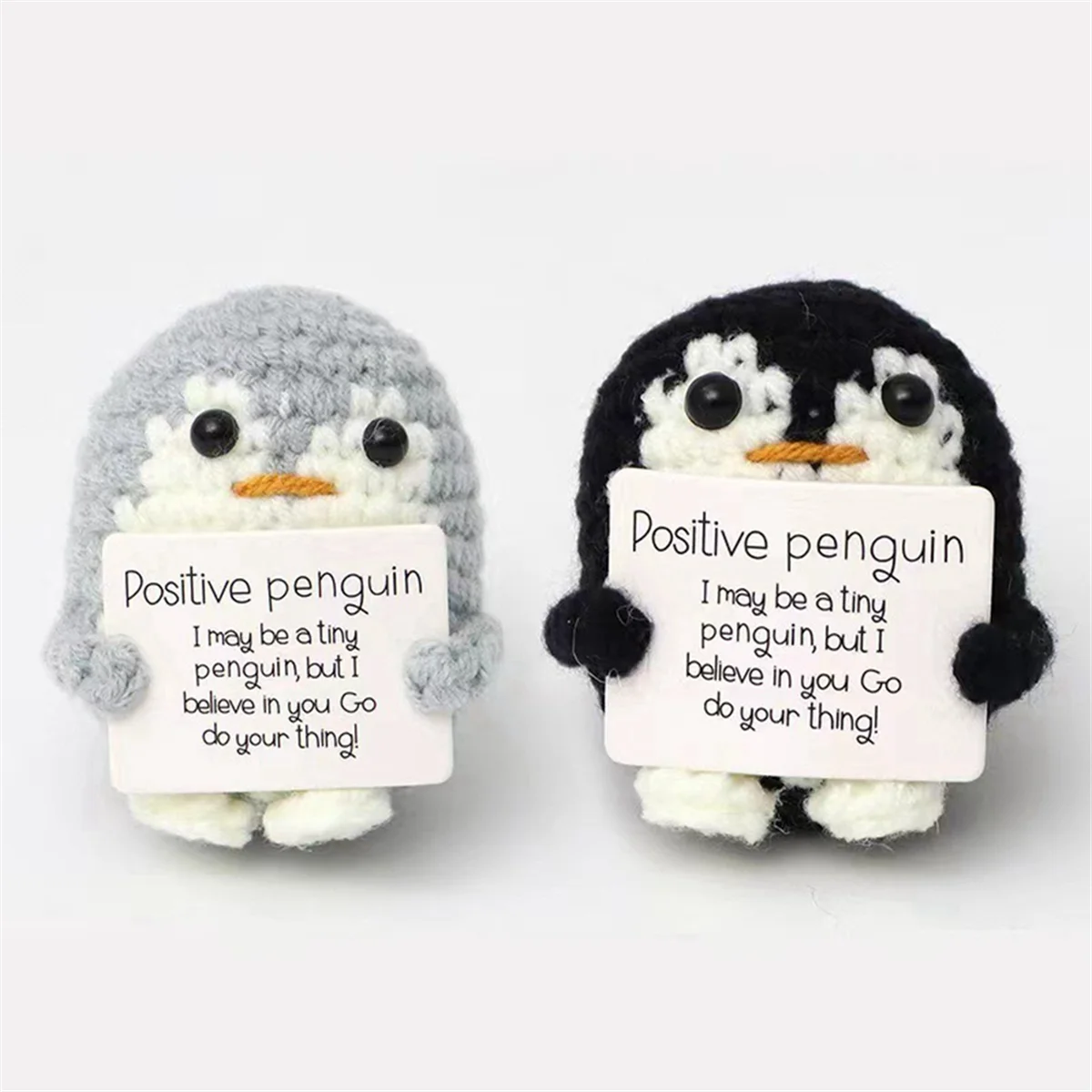 A72I Roll over Image to Zoom in Aeutwekm Emotional Support Penguin Crochet Doll with Positive Card-Cute Crochet Doll Pink