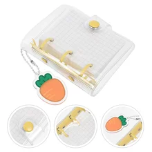 

1 Set Mini Transparent 3-Ring Binder Cover Button Closure Loose Leaf Notebook DIY Scrapbook
