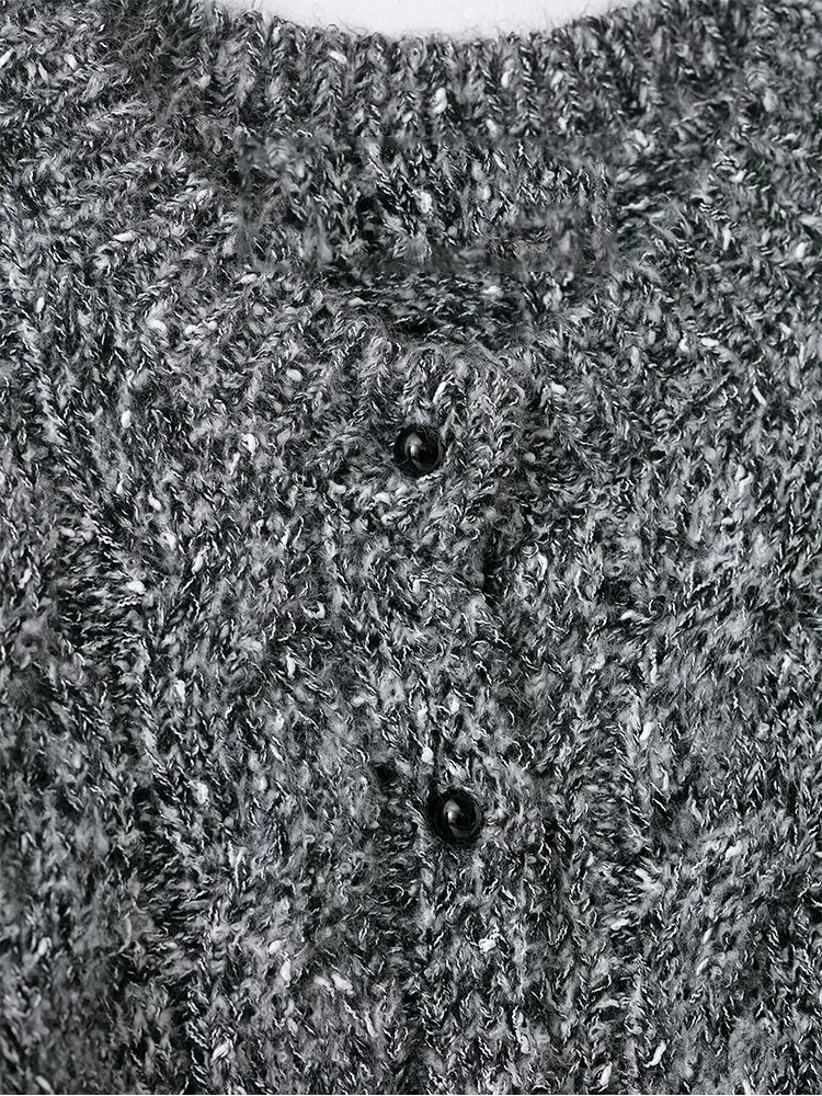 New Women Solid Knitted Cardigan O Neck Short Puff Sleeve Sweater Fashion Fitting Ladies Soft Single Breasted Knit Jacket