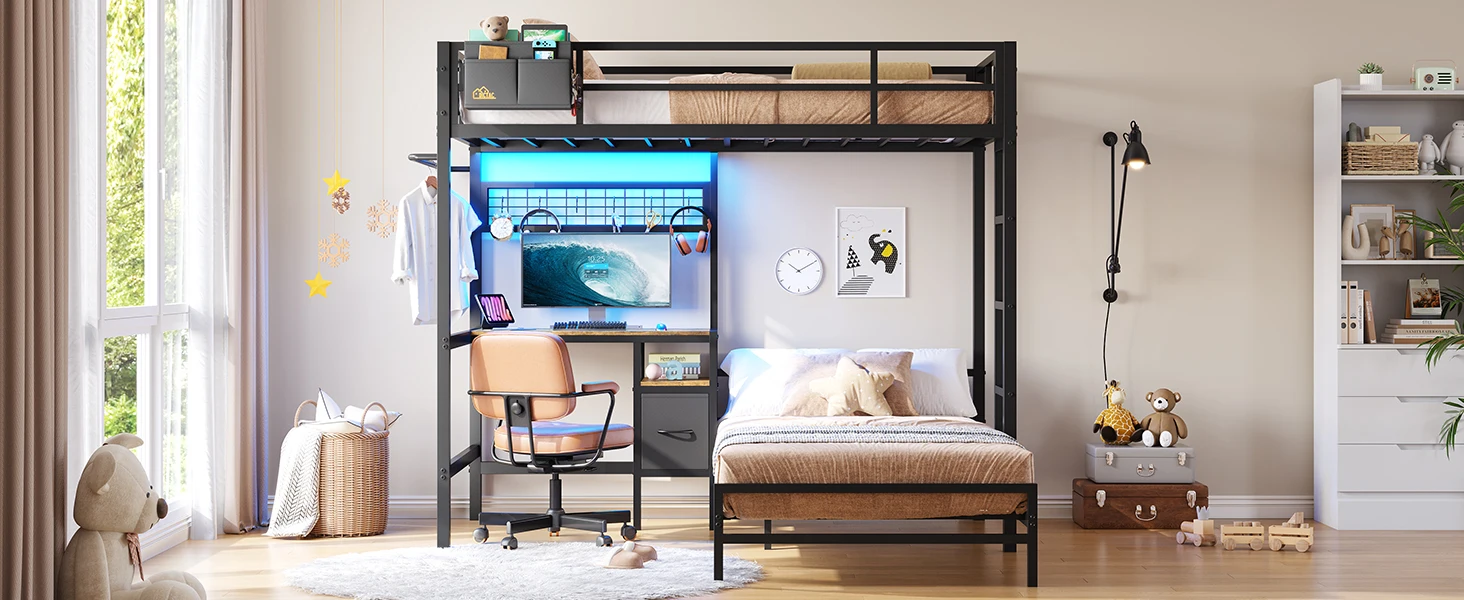 bunk bed with desk