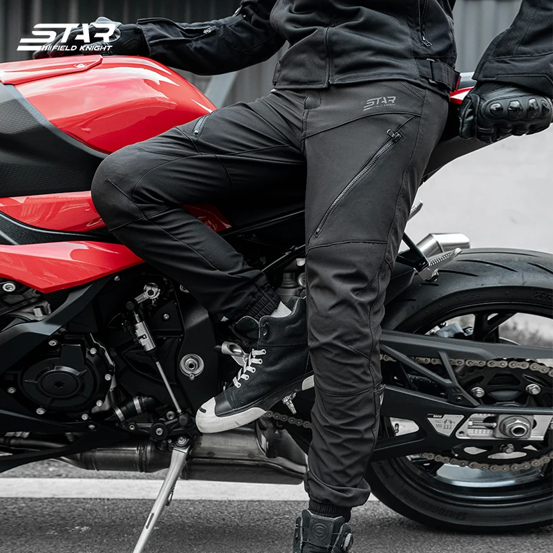 SFK 남성용 라이딩 바지 여름 통기성 블랙 오토바이 바지 CE 보호 장비 액세서리가 포함된 새로운 방수 원단